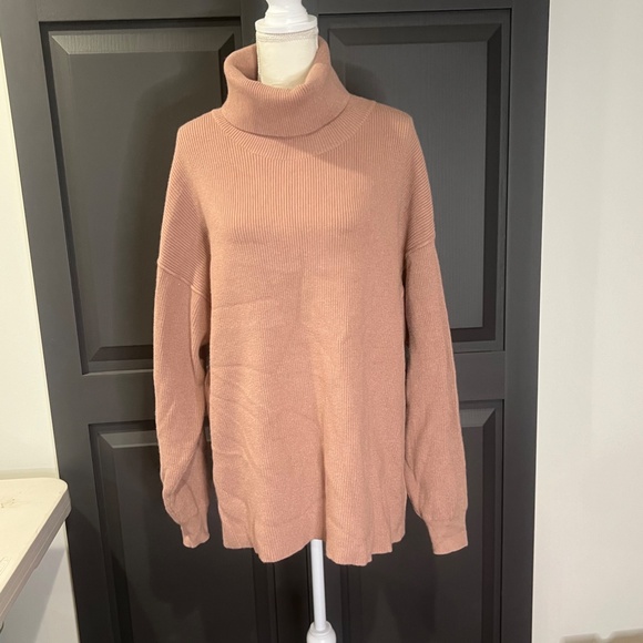 Free People Softly Structured Oversized Tunic Dusty Mauve Sz L Winter Cozy Soft - Picture 4 of 14